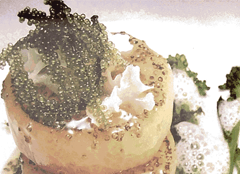 グリーンキャビアと大根のステーキ